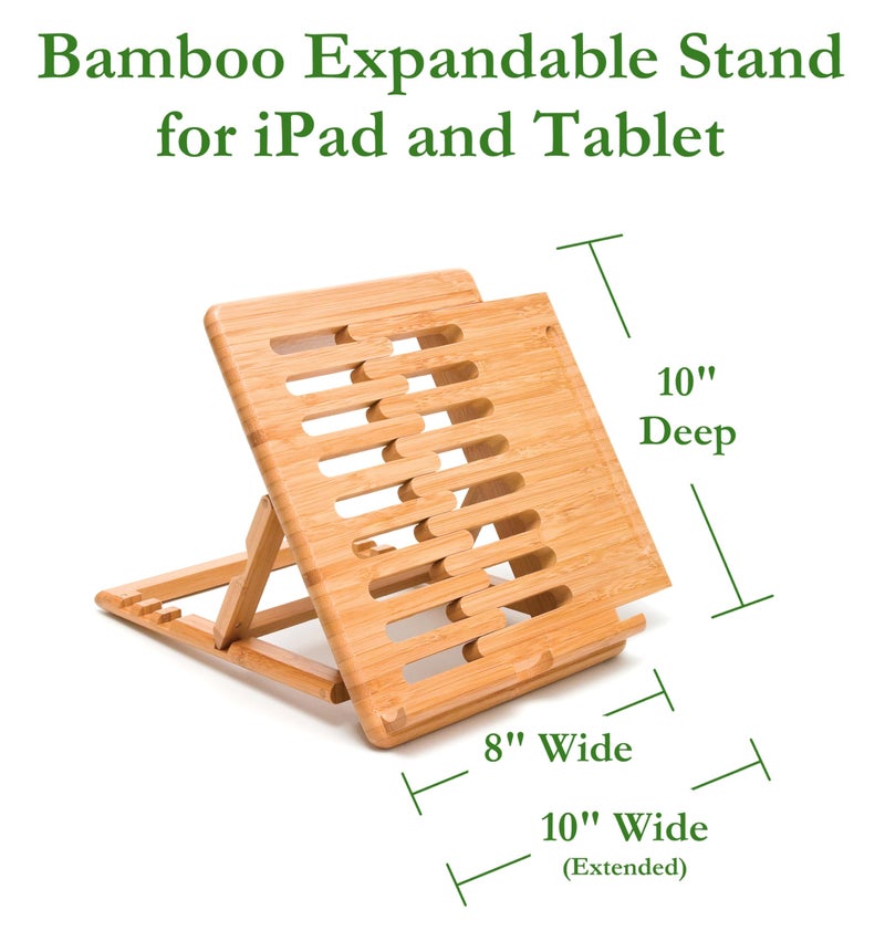 Lipper International 1887 Bamboo Wood Expandable Stand for iPad, Samsung, Nexus, Nintendo Switch, and Other Tablets - Image 2